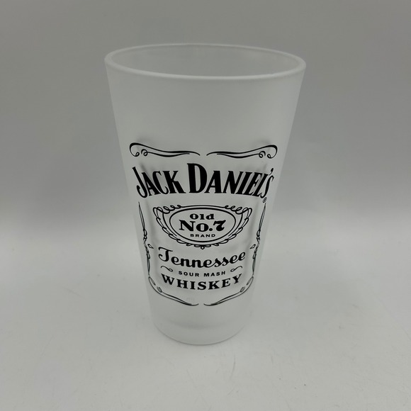 Jack Daniel'S Other - Jack Daniel's Pint Glass White Frosted Old No. 7 Logo EUC 6" Tennessee Whiskey